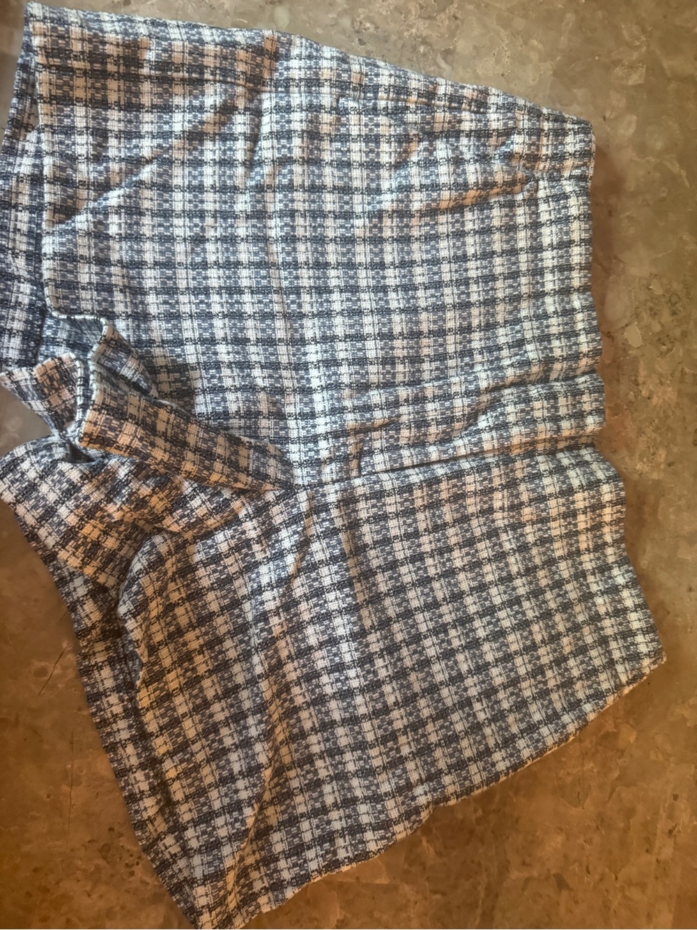 Ann Taylor Blue and White Checked Women's Shorts Dress